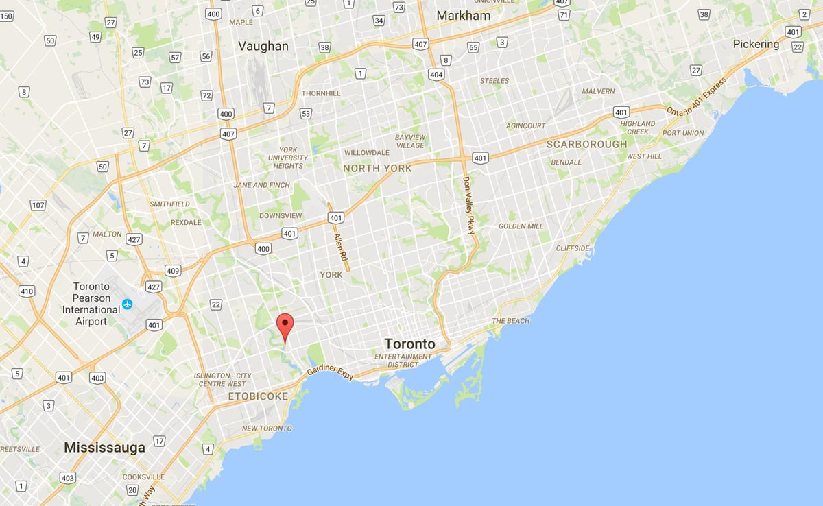 Žemėlapis Senas Malūnas kaimynystės Toronto