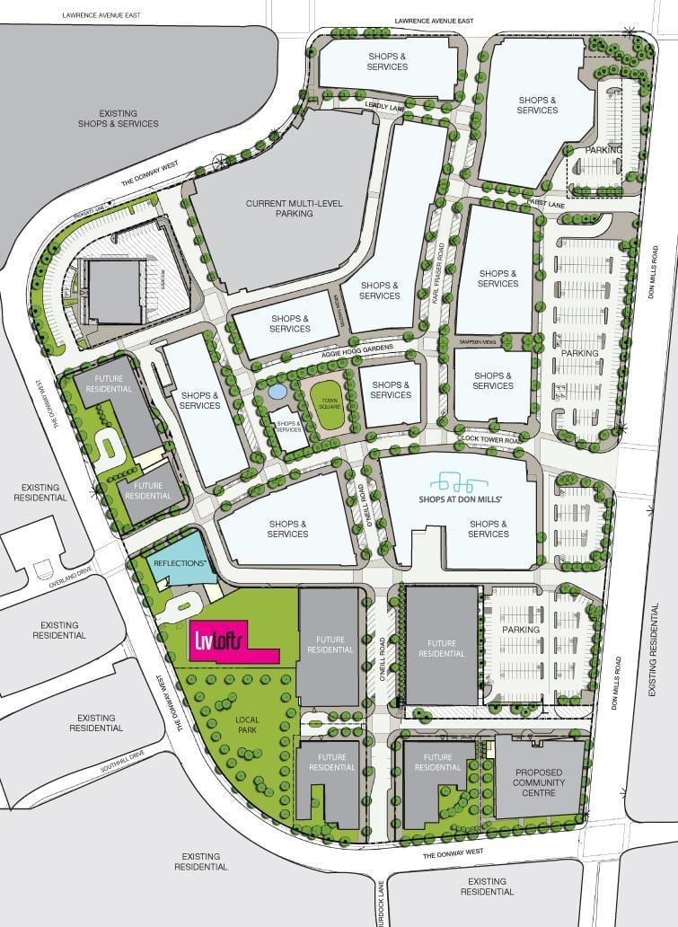 Žemėlapis SF Parduotuvės prie Don Mills Toronto