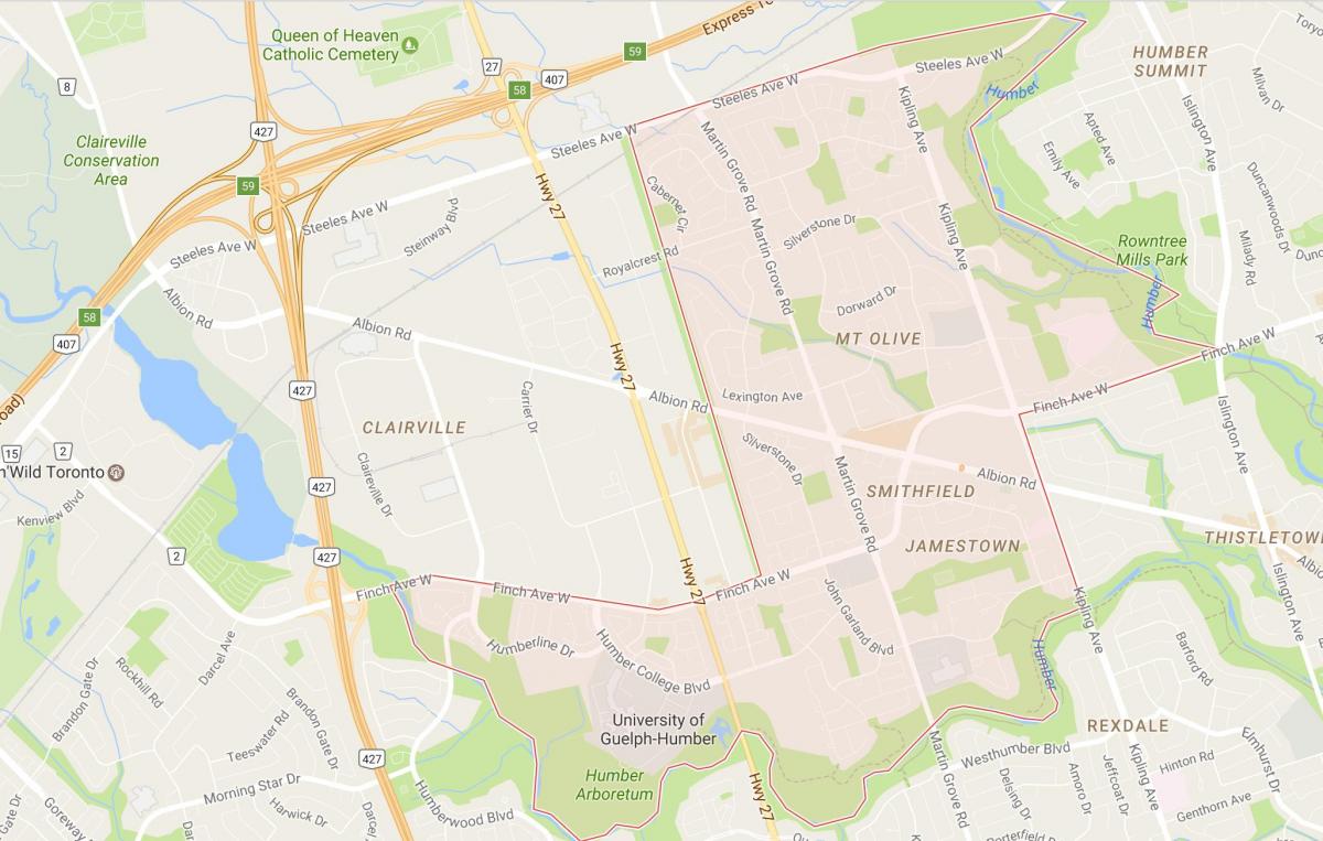 Žemėlapis Smithfield kaimynystės kaimynystės Toronto