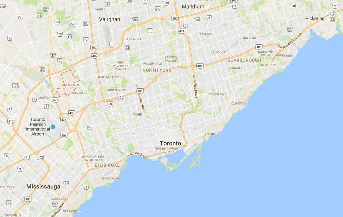 Žemėlapis Smithfielddistrict Toronto