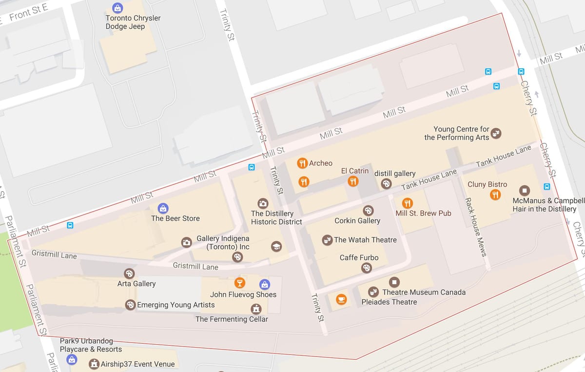 Žemėlapis Varykla Rajono kaimynystės Toronto