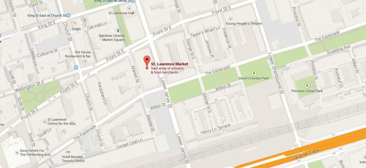 Žemėlapis St Lawrence rinkos