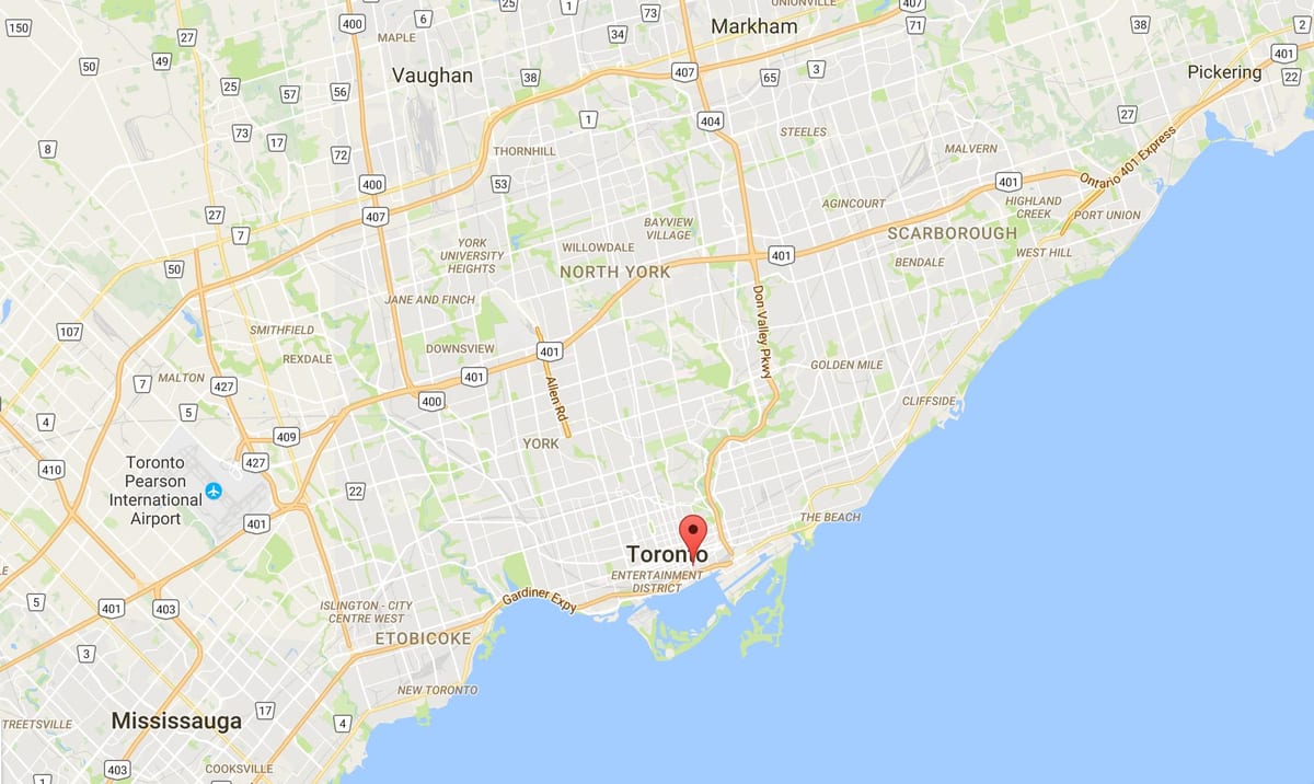 Žemėlapis St. Lawrence rajone Toronto