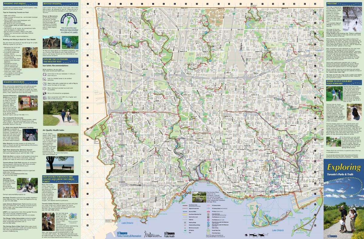 Žemėlapis stovėjimo aikštelių ir pėsčiųjų takai Vakarų Torontas