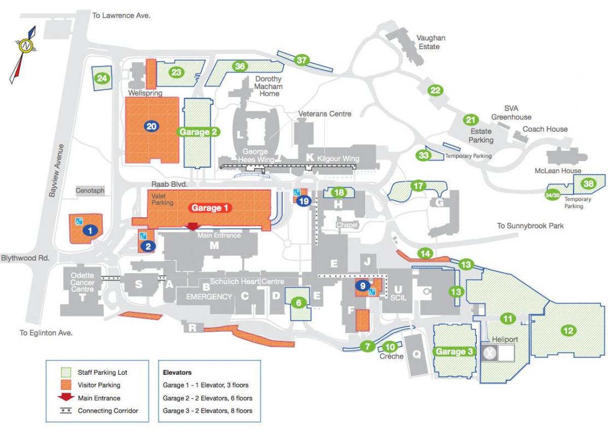 Žemėlapis Sunnybrook Ligoninėje