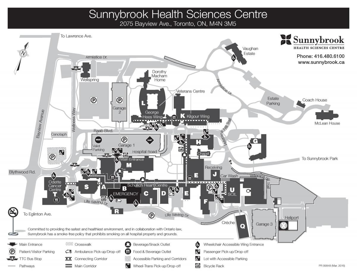 Žemėlapis Sunnybrook Sveikatos mokslų centras - SHSC