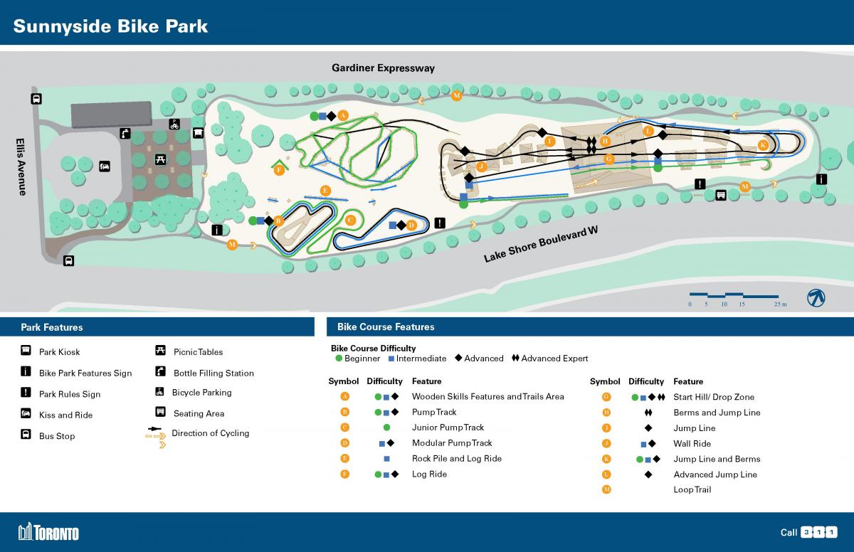 Žemėlapis Sunnyside Dviračių Parkas, Toronto