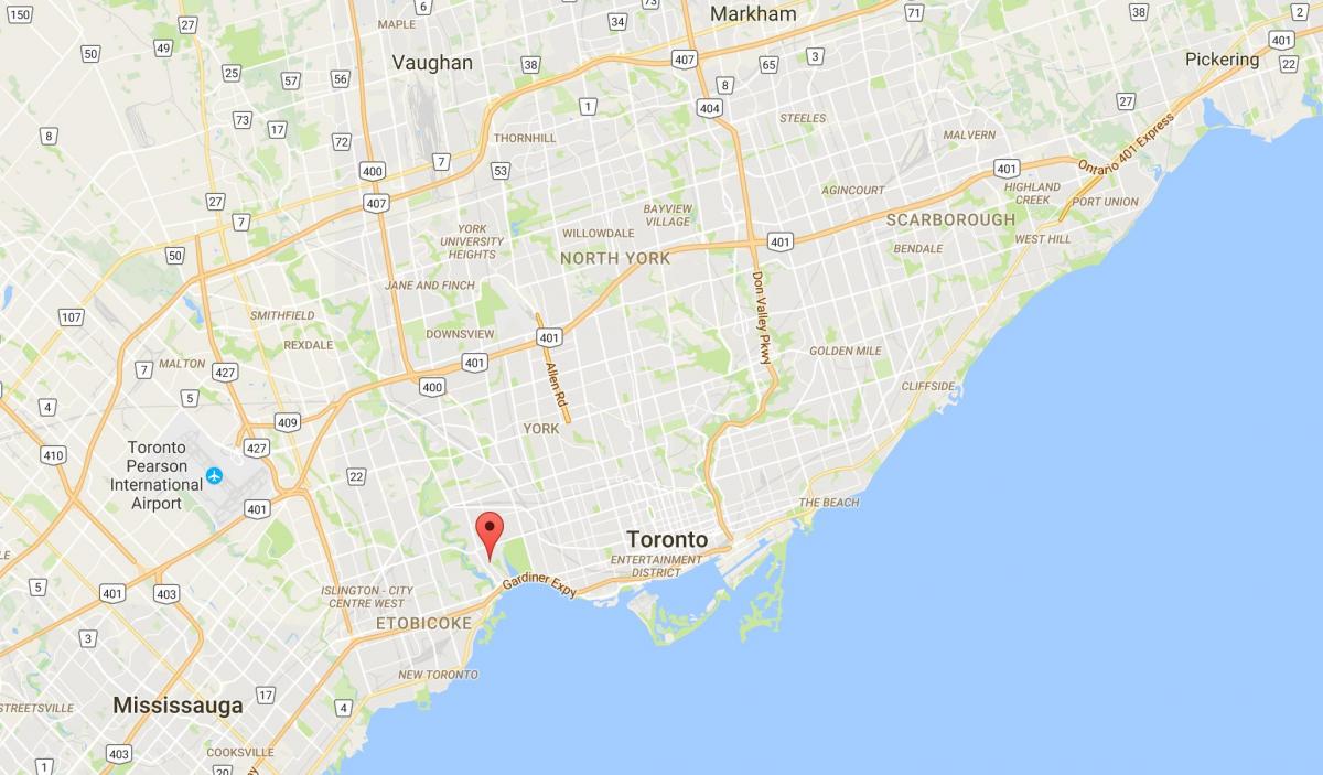 Žemėlapis Swansea rajone Toronto