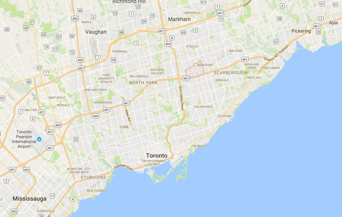 Žemėlapis Ten O'Shanter – Sullivandistrict Toronto
