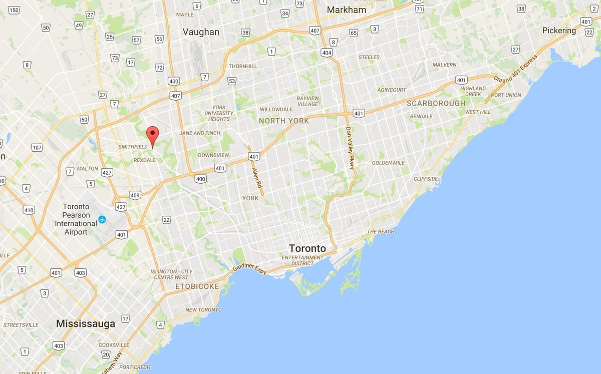 Žemėlapis Thistletown rajono Toronto