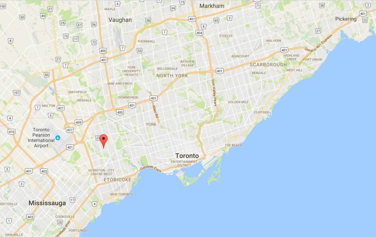 Žemėlapis Thorncrest Kaimas rajono Toronto