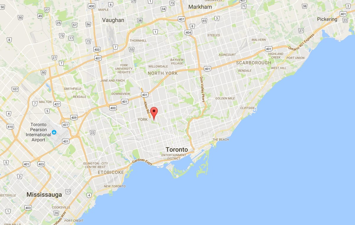 Žemėlapis Tichester rajono Toronto
