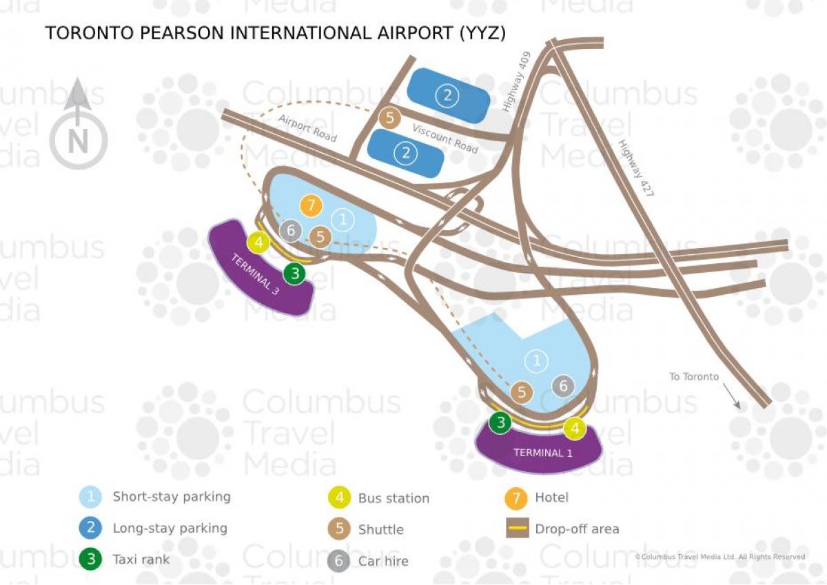 Žemėlapis Torontas Pearson oro uostas