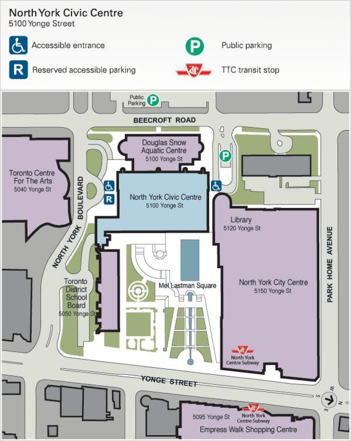 Žemėlapis Toronto Centras Menų automobilių stovėjimo aikštelė