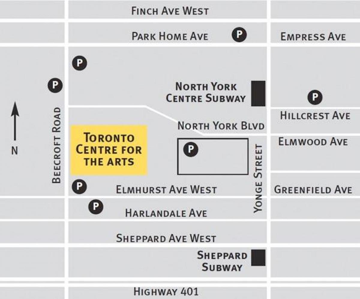 Žemėlapis Toronto centras menų