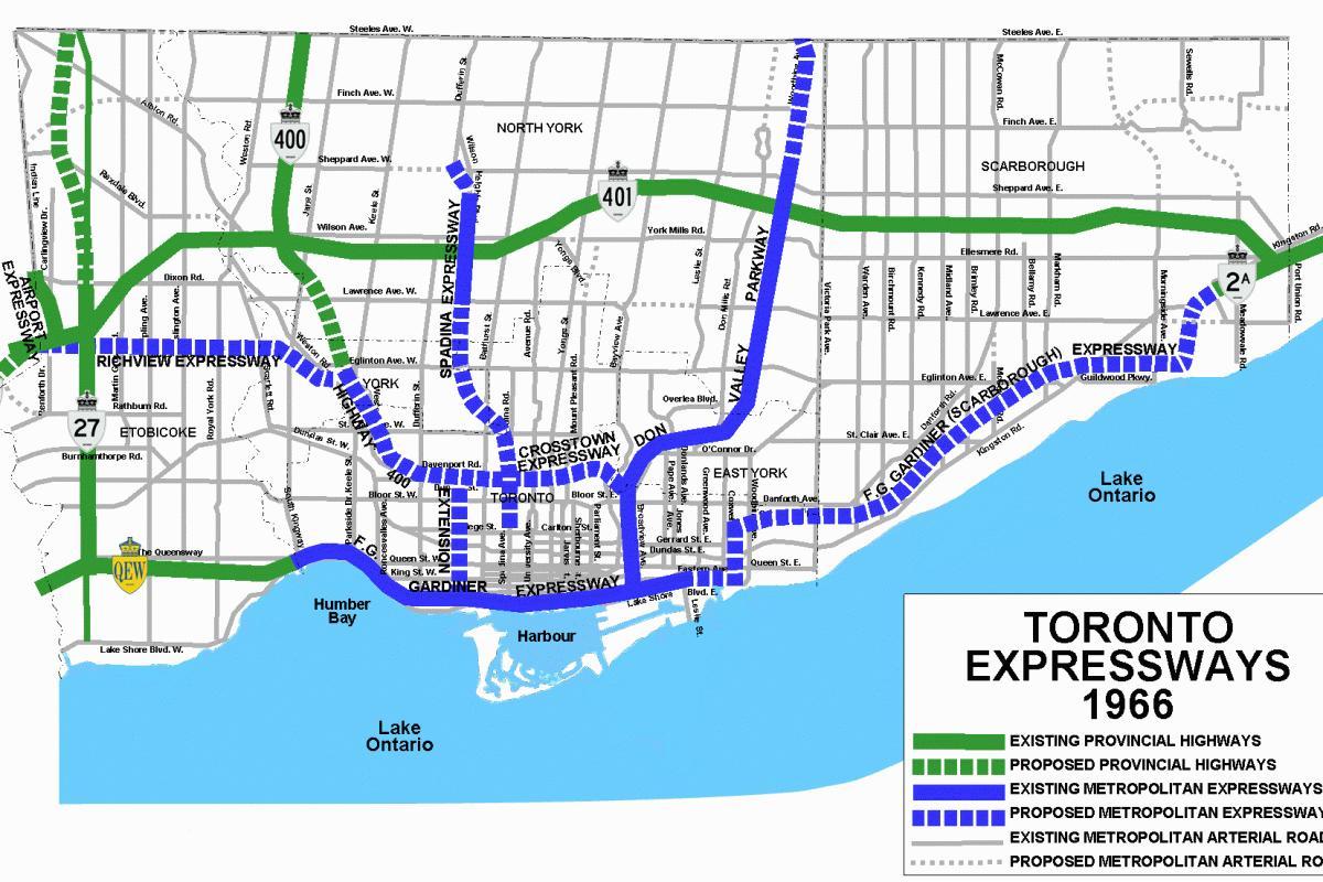 Žemėlapis Toronto greitkeliai