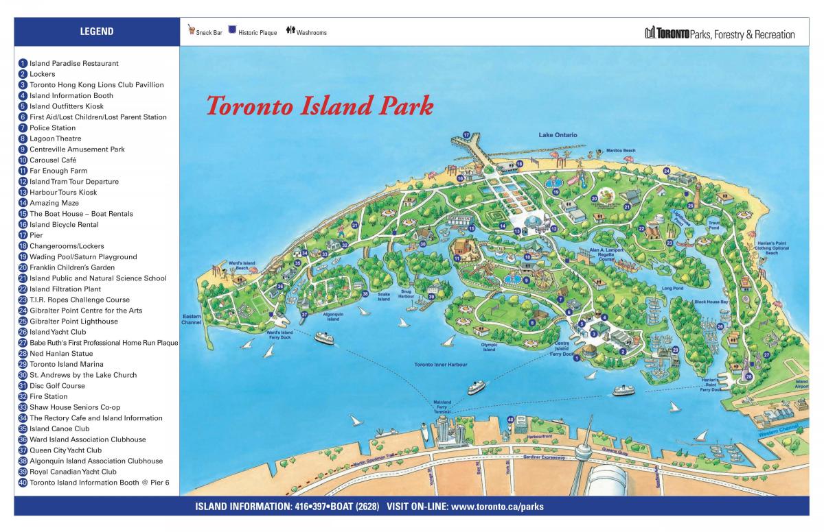 Žemėlapis Toronto island park