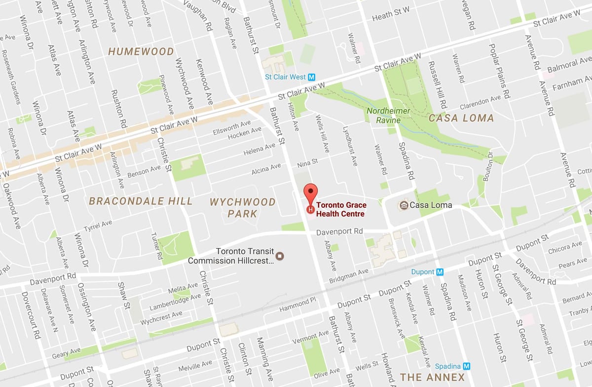 Žemėlapis Toronto Malonės Sveikatos Centras