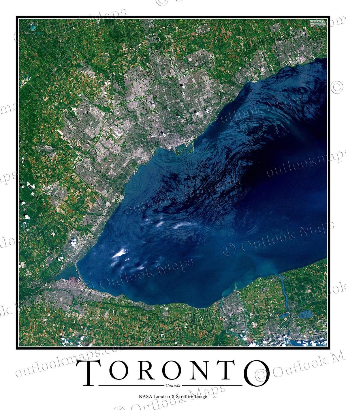 Žemėlapis iš Toronto Ontario ežero palydovinių