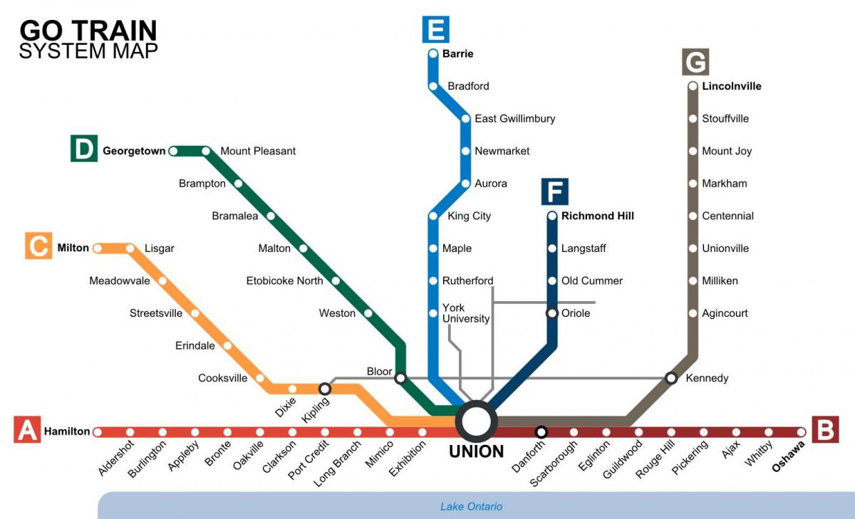 Žemėlapis Toronto traukinių Tranzito Eiti