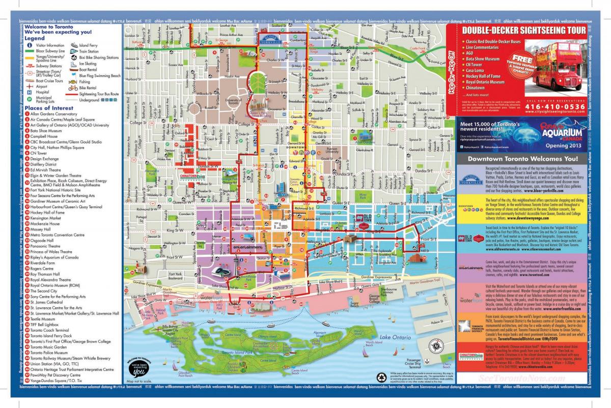 Žemėlapis Toronto turistų