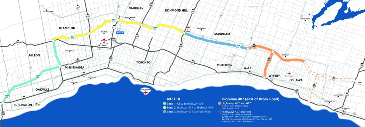 Žemėlapis Toronto užmiestyje 407
