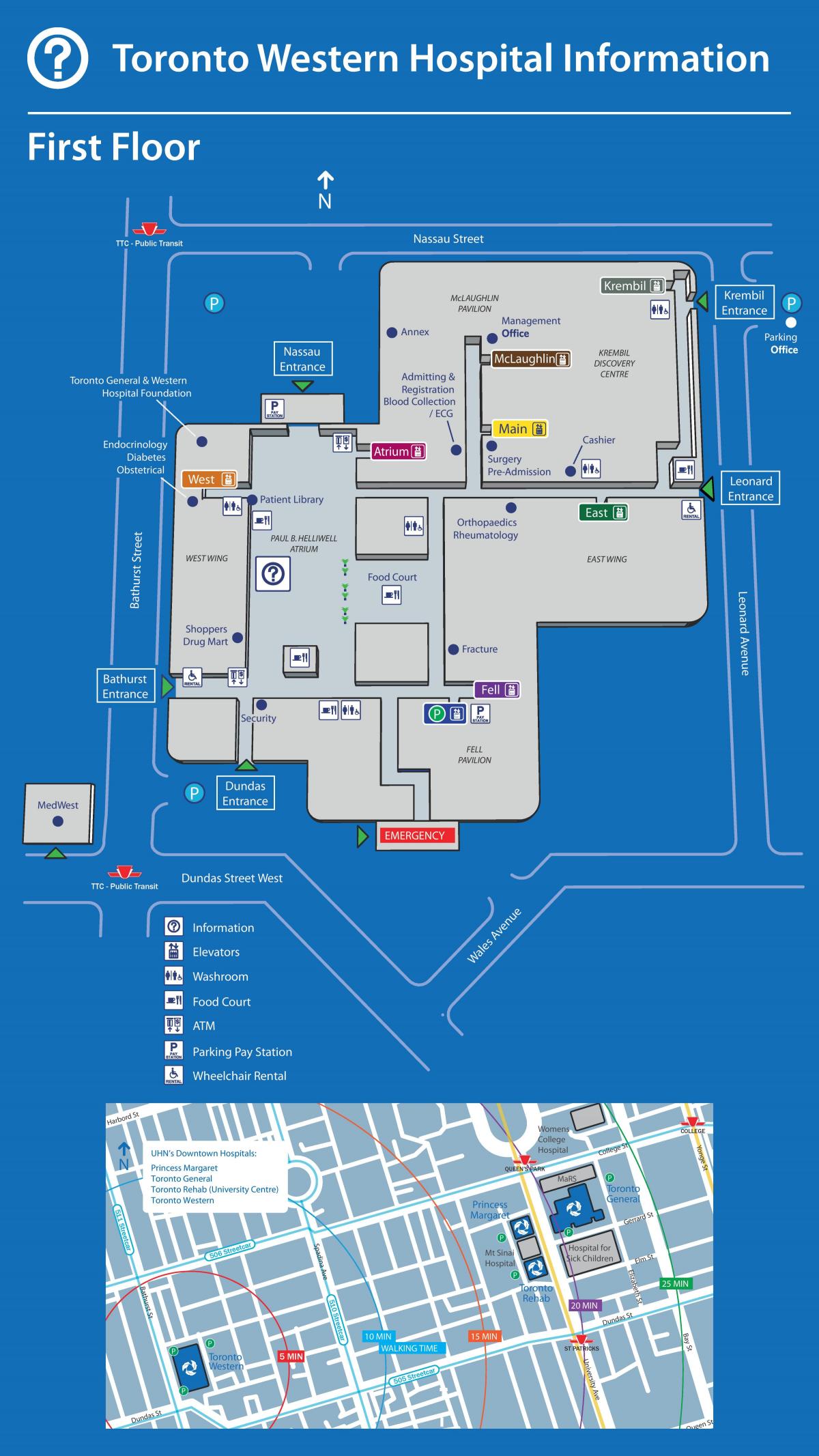 Žemėlapis Toronto Vakarų Ligoninės