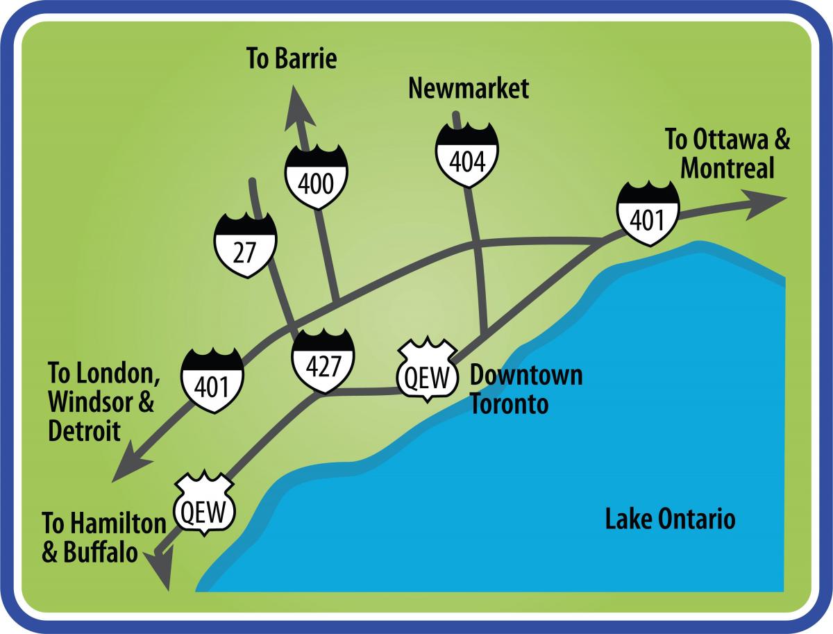 Žemėlapis Toronto vairuotojo puses