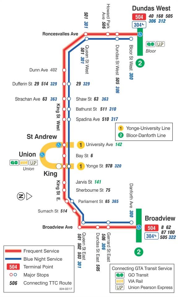 Žemėlapis tramvajaus linija 504 Karalius
