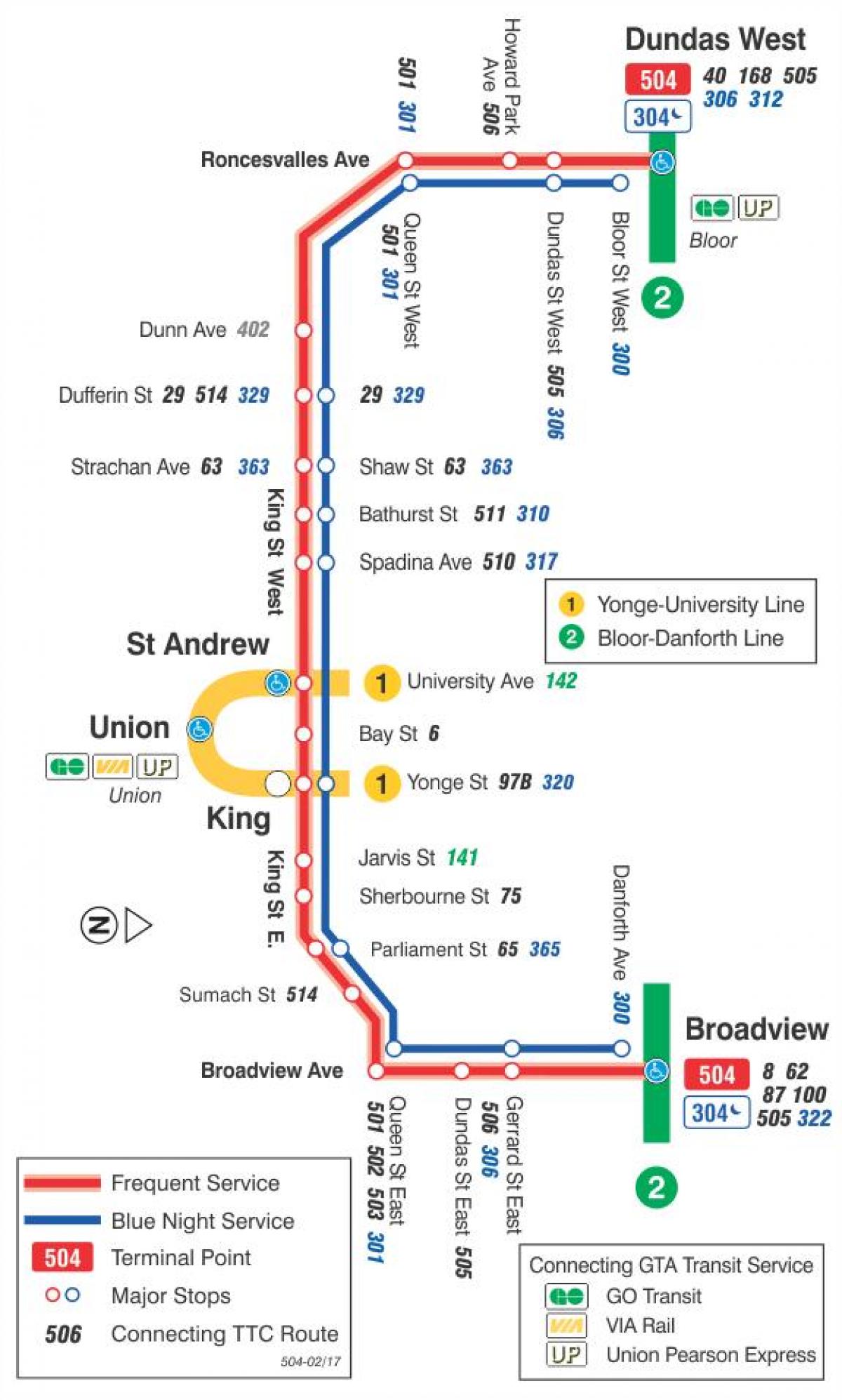 Žemėlapis tramvajaus linija 504 Karalius