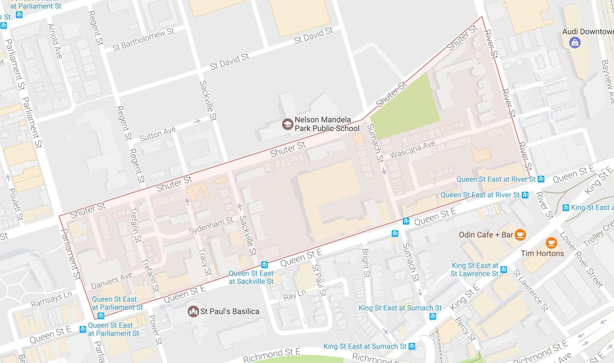 Žemėlapis Trefann Teismas kaimynystės Toronto
