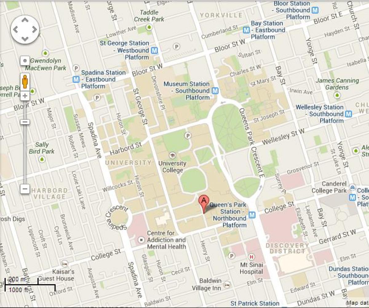 Žemėlapis university of Toronto St George