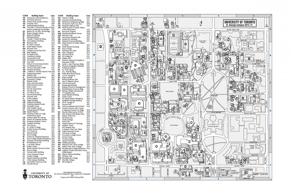 Žemėlapis university of Toronto St Georges miesteliu