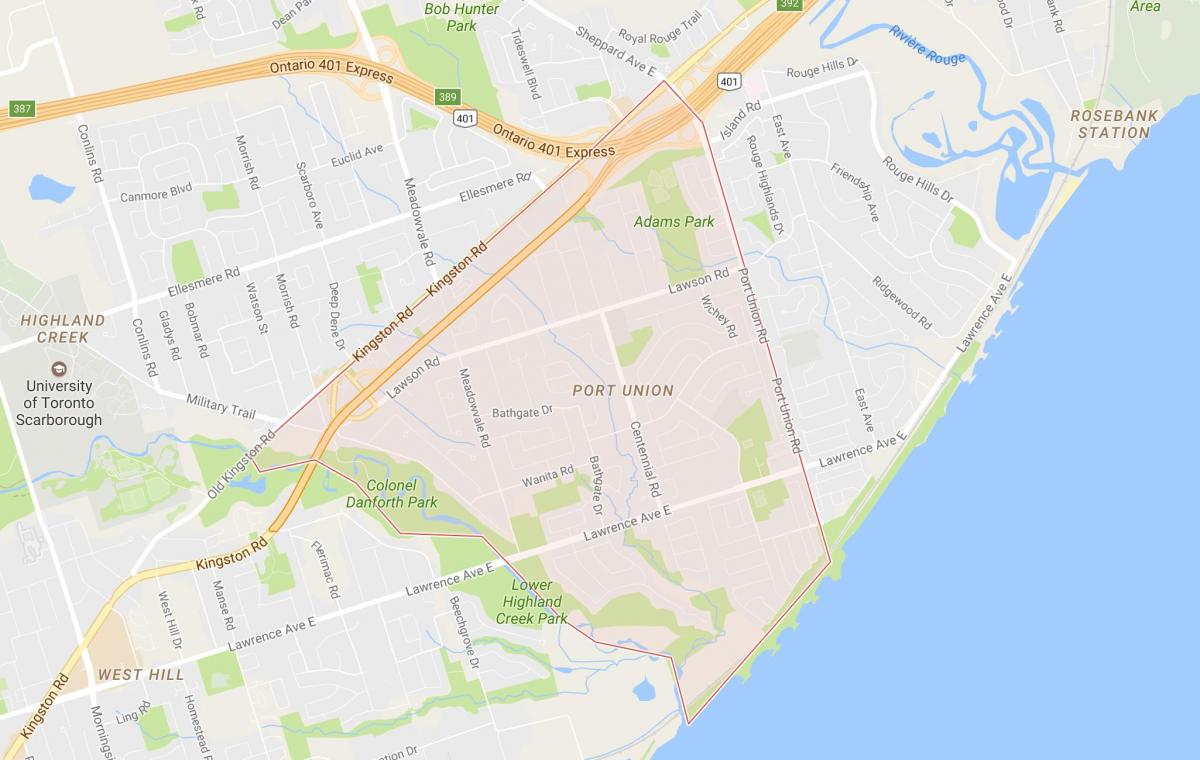 Žemėlapis Uosto Sąjungos kaimynystės Toronto