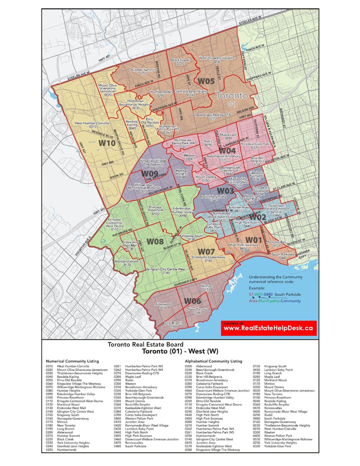 Žemėlapis vakarų Torontas