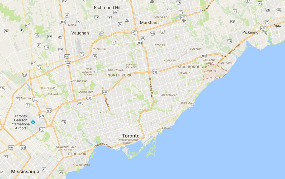 Žemėlapis West Hill rajone Toronto