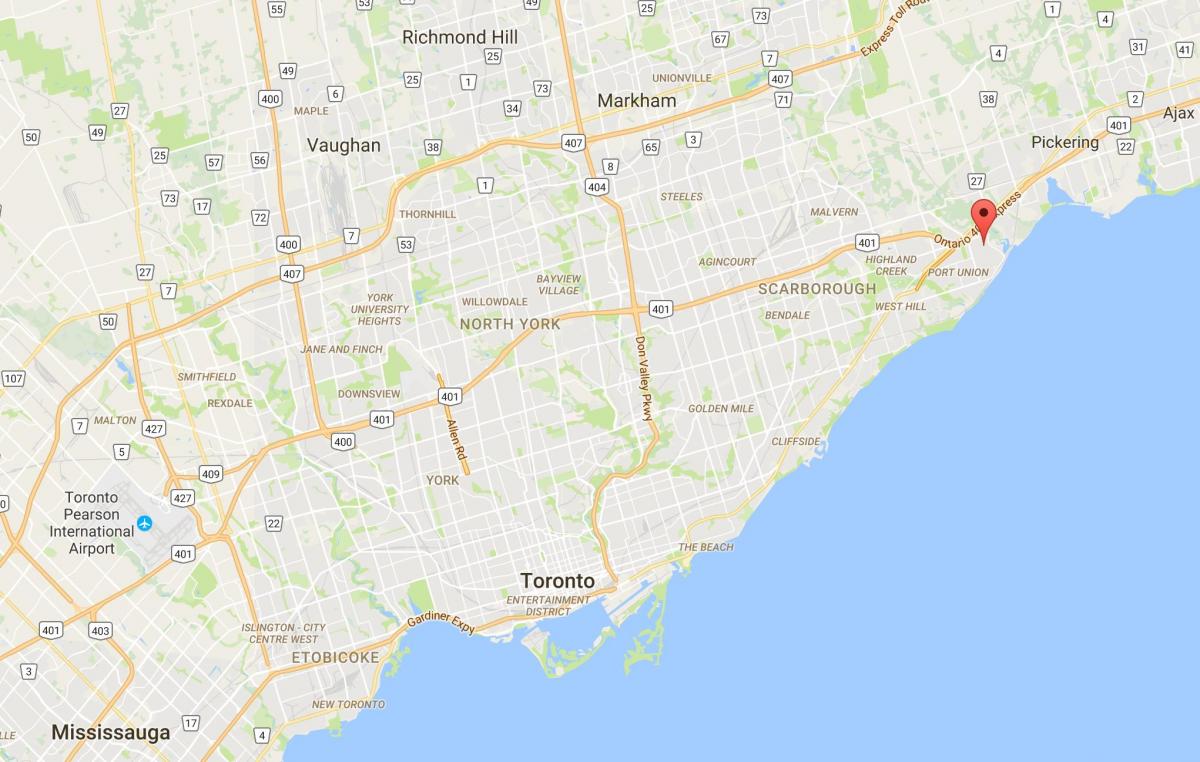 Žemėlapis Vakarų Rouge rajono Toronto