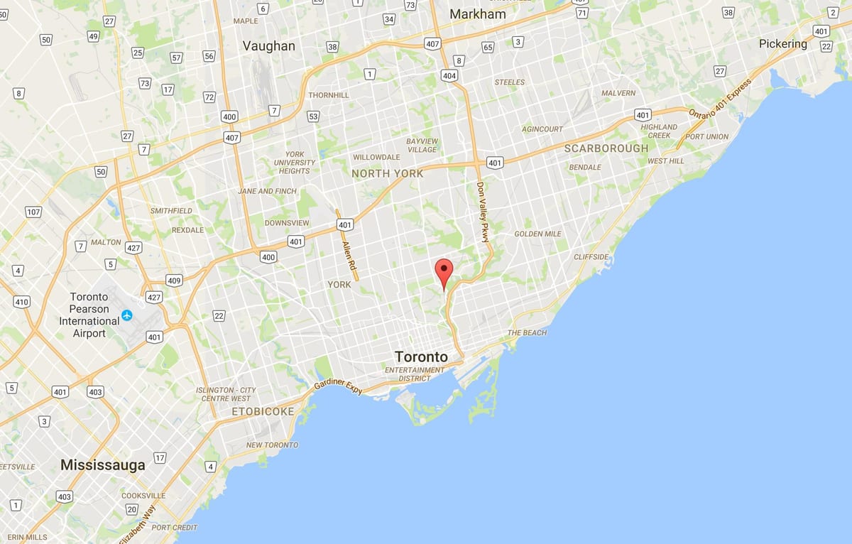 Žemėlapis Viršininko Tiltas rajono Toronto