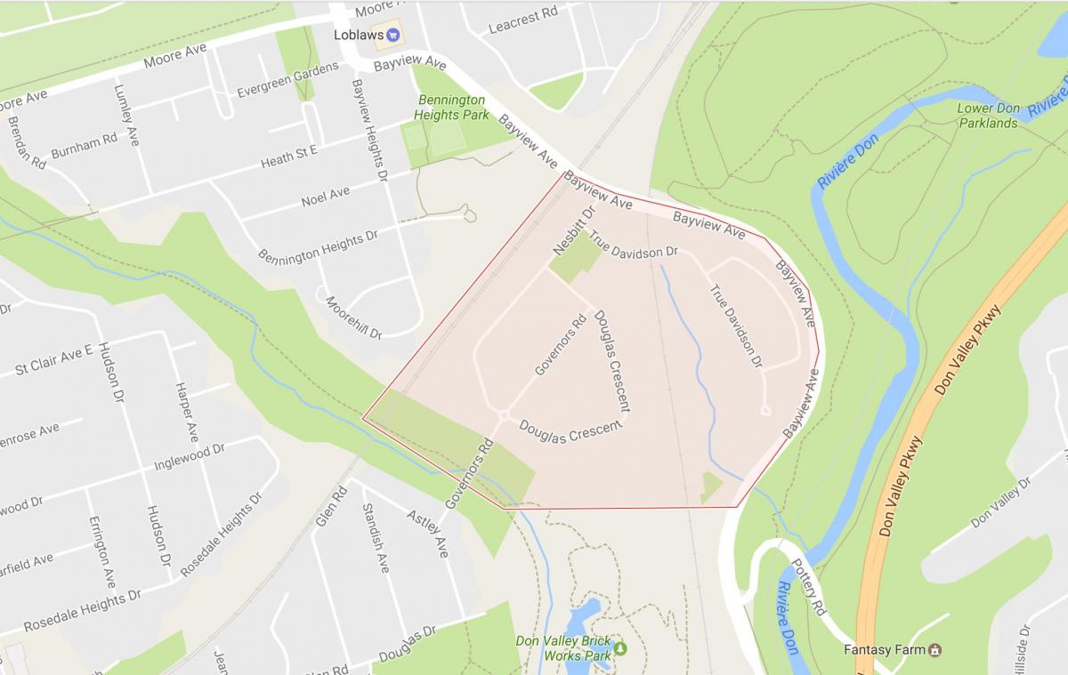 Žemėlapis Viršininko Tiltas kaimynystės Toronto