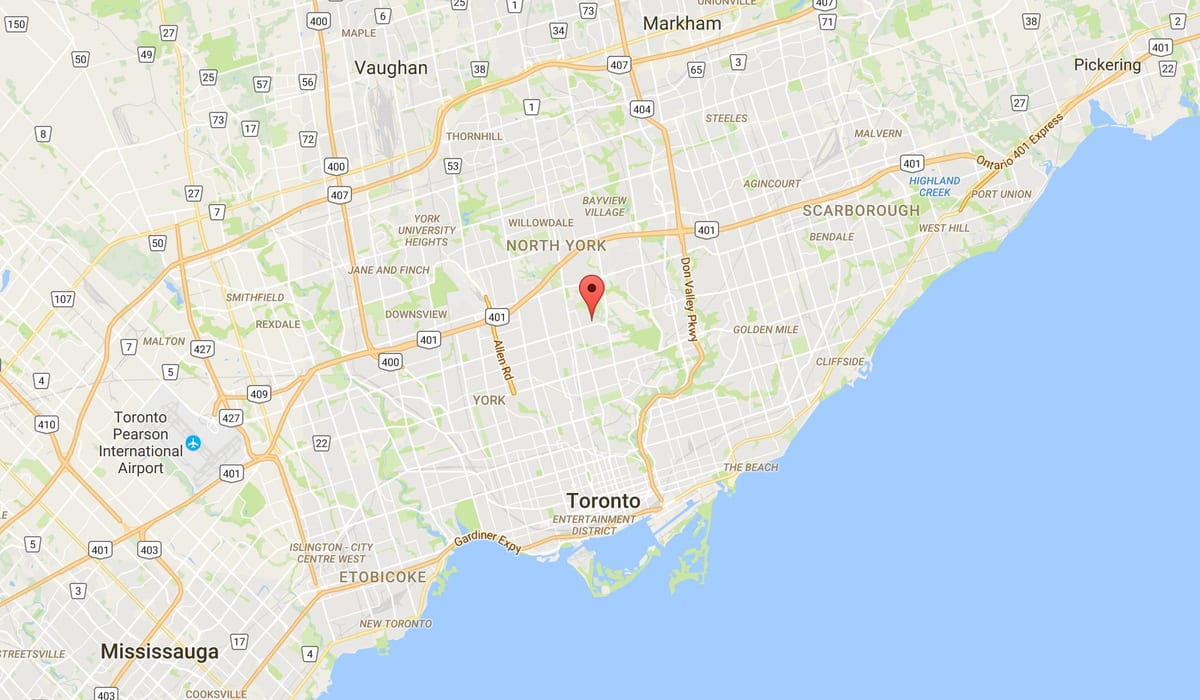 Žemėlapis Wanless Park rajone Toronto