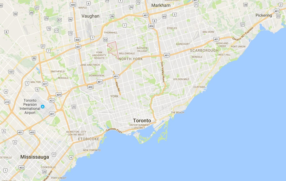 Žemėlapis west drayton–Branson rajono Toronto