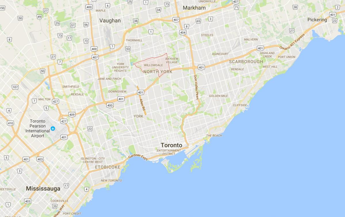 Žemėlapis Willowdale rajono Toronto