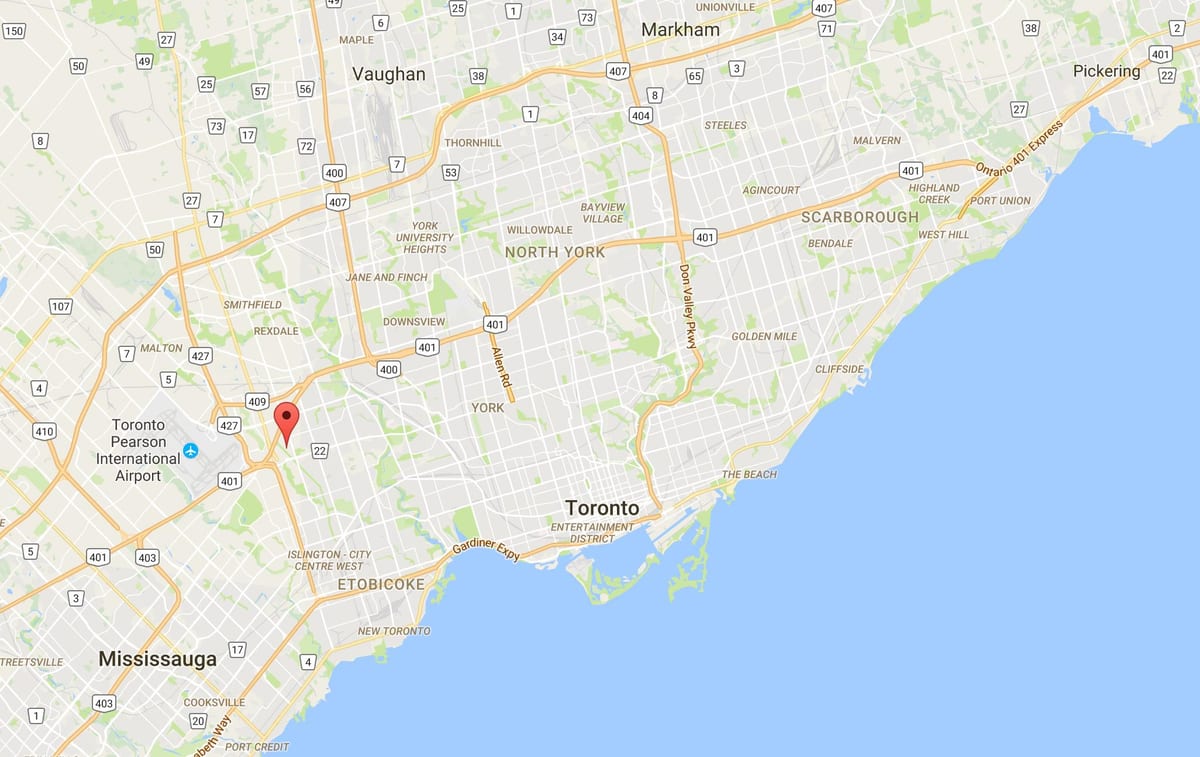 Žemėlapis Willowridge rajono Toronto