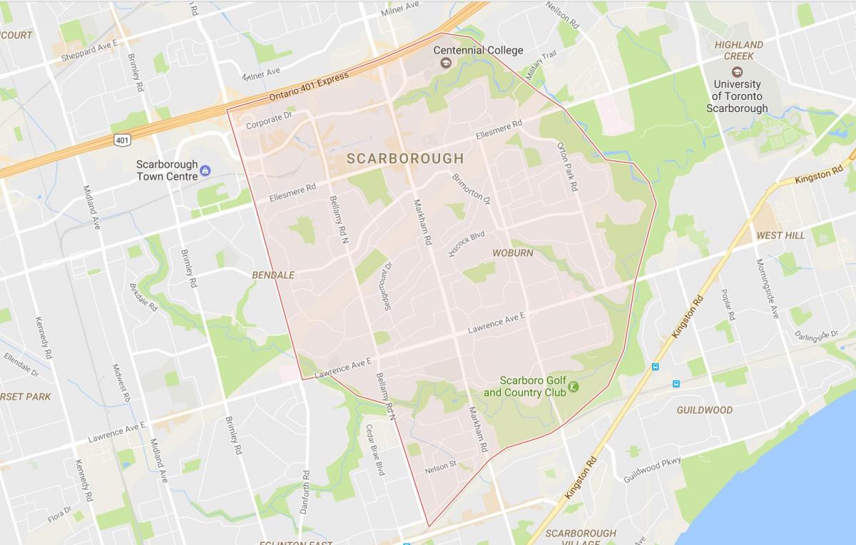 Žemėlapis Woburn kaimynystės Toronto