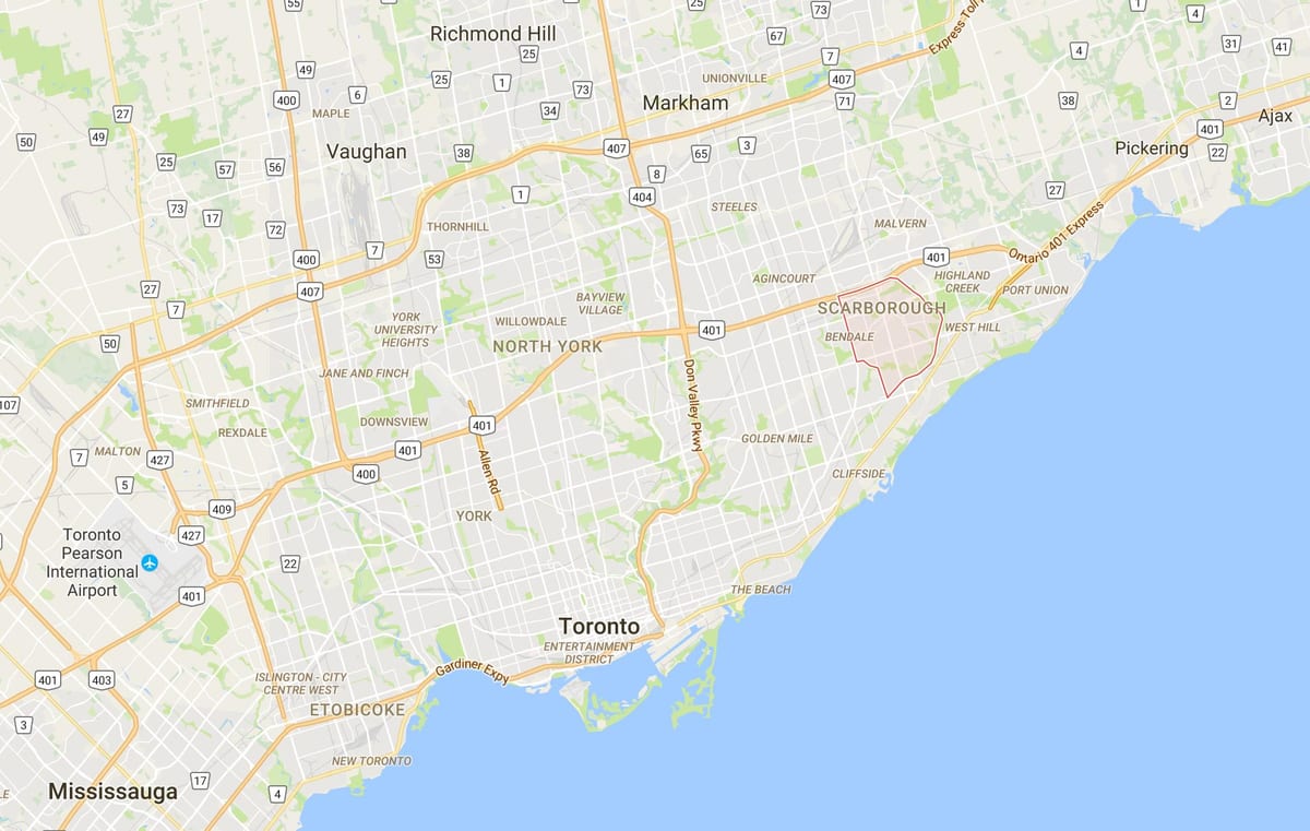 Žemėlapis Woburn rajono Toronto
