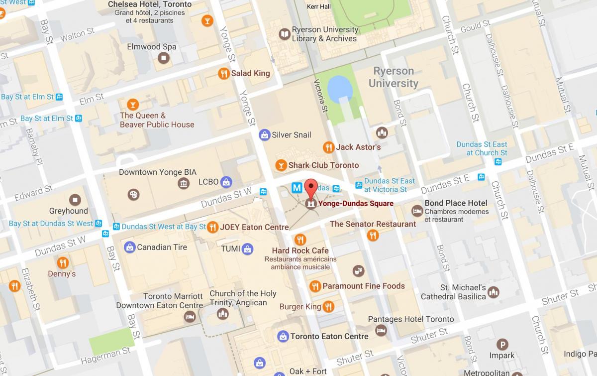 Žemėlapis Yonge-Dundas Square Toronto