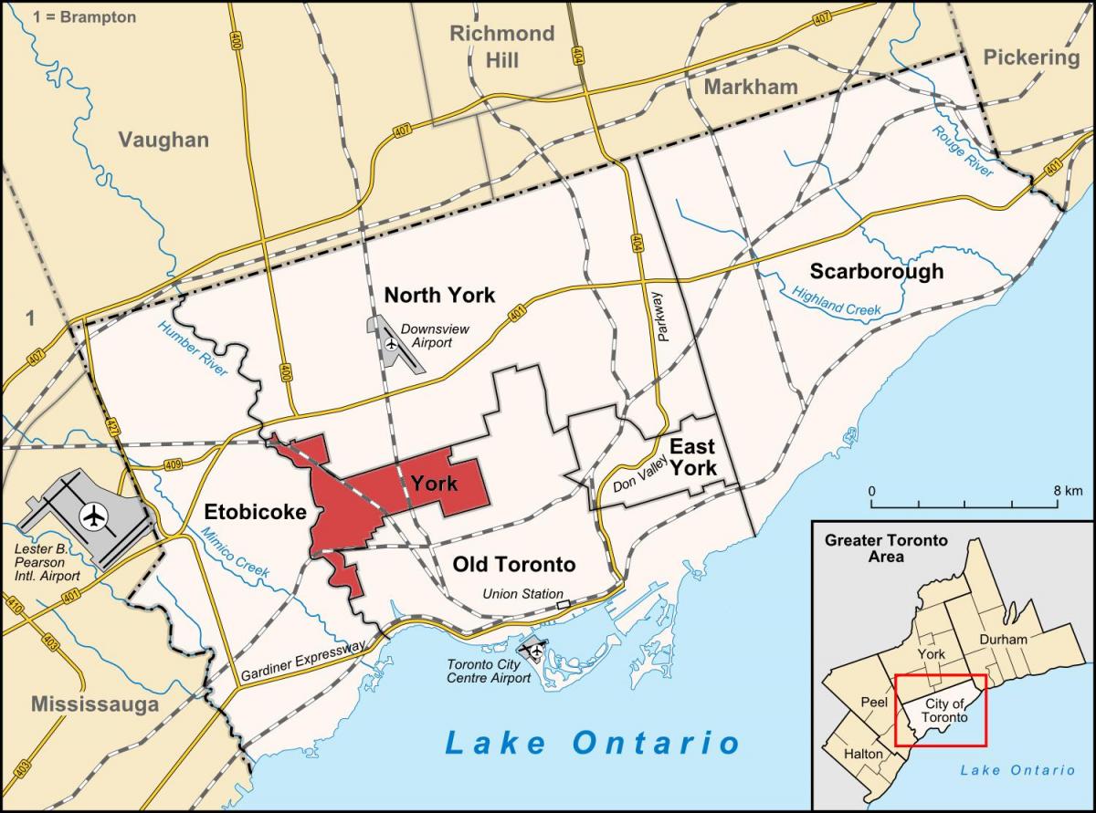Žemėlapis York Toronto