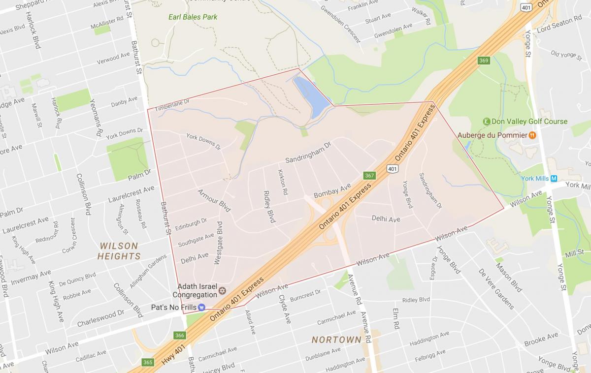 Žemėlapis Šarvai Aukščio kaimynystės Toronto