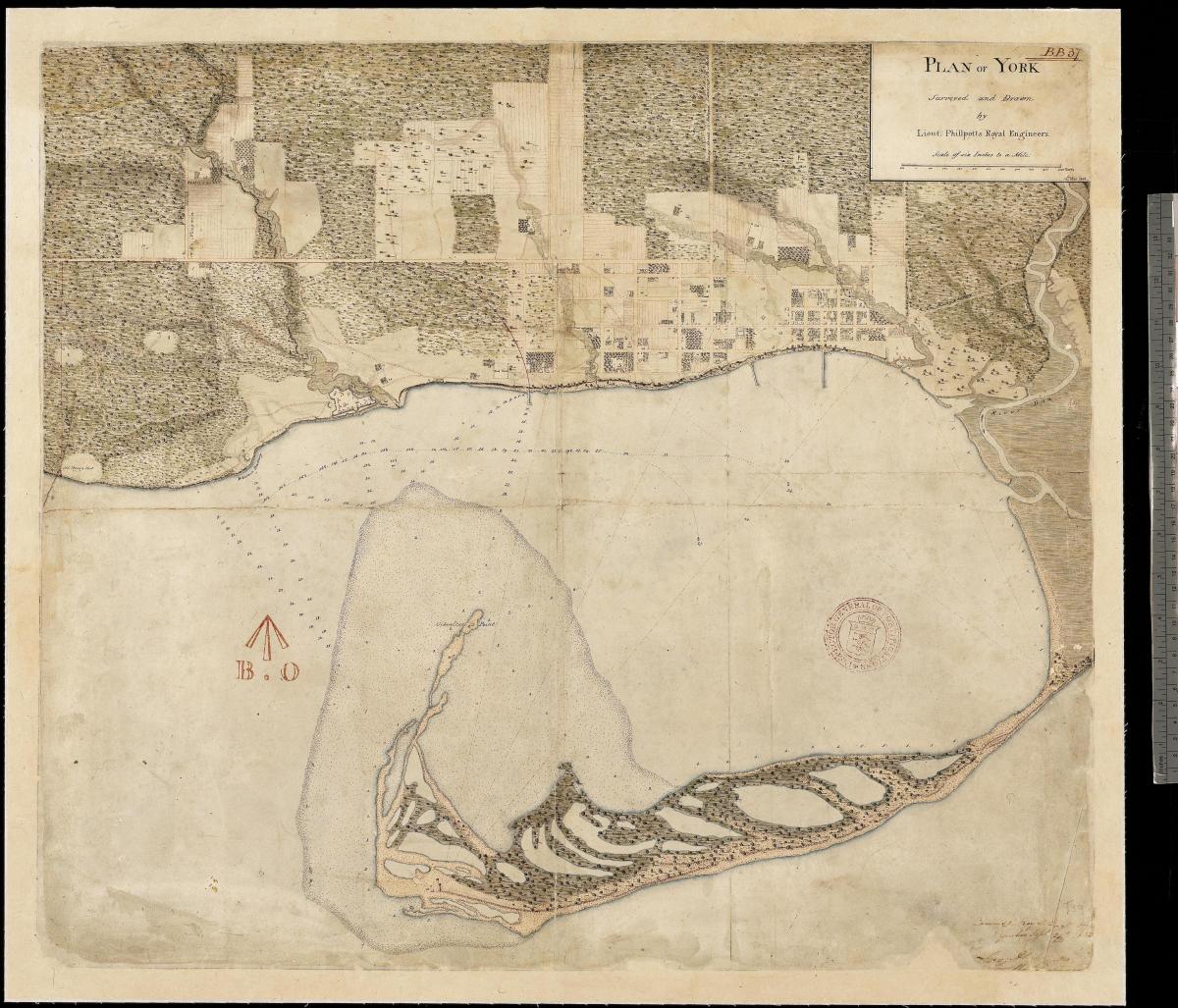 Žemėlapis žemės York Toronto pirmą centure 1787-1884