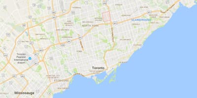 Žemėlapis žemės Riešutų rajono Toronto